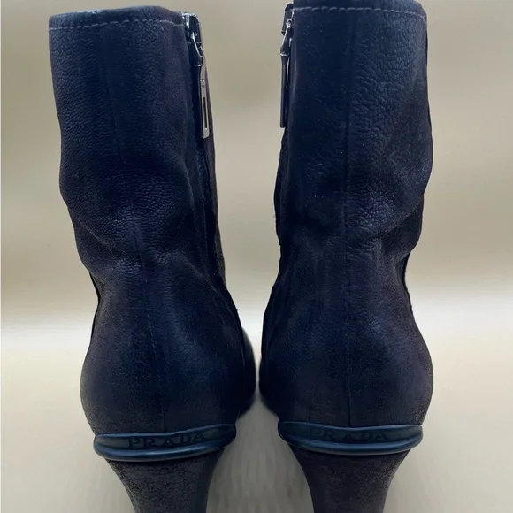 Prada Brown Leather Ankle Boots. Size 38 US 8 - Picture 4 of 12